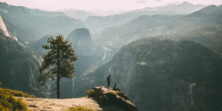 Yosemite National Park Backpacking Adventure: Ultralight Backpackers Enjoying Scenic Ravine View