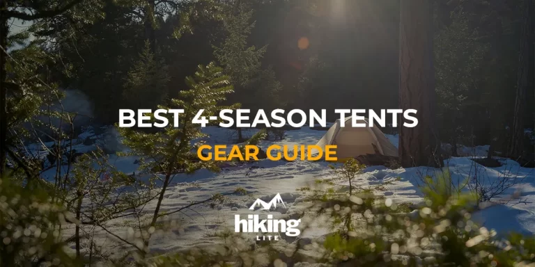Best 4-Season Tents: A tent set up in a scenic winter camping spot in snowy woods
