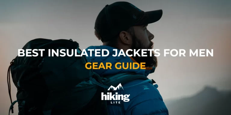 Best Insulated Jackets for Men: Mountain hiker in evening, wearing an insulated hiking jacket