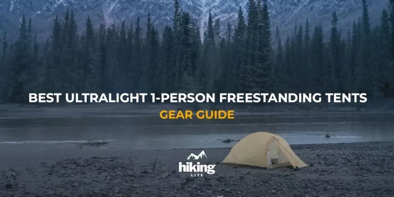 1-Person Backpacking Tents: Ultralight 1-person backpacking tent in front of water in a scenic mountain valley