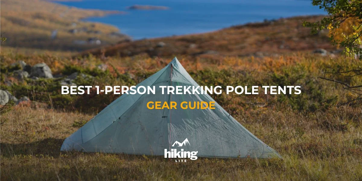 Ultralight 1-person trekking pole tent in the Finnish tundra during the daytime