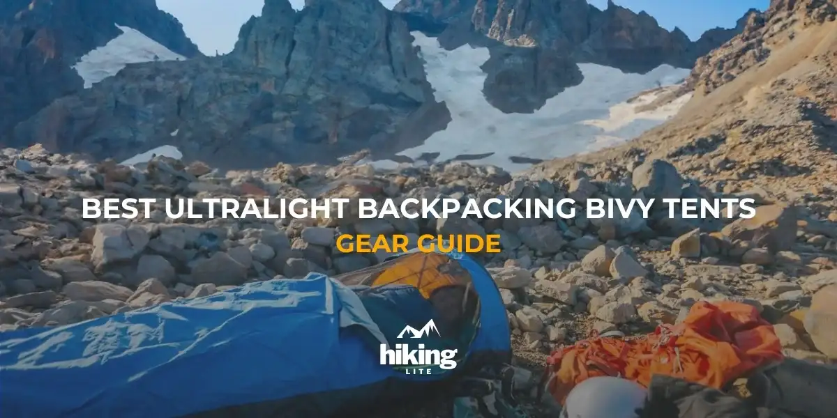 Backpacking Bivy Sacks: Daytime mountain scene with a backpacking bivy tent