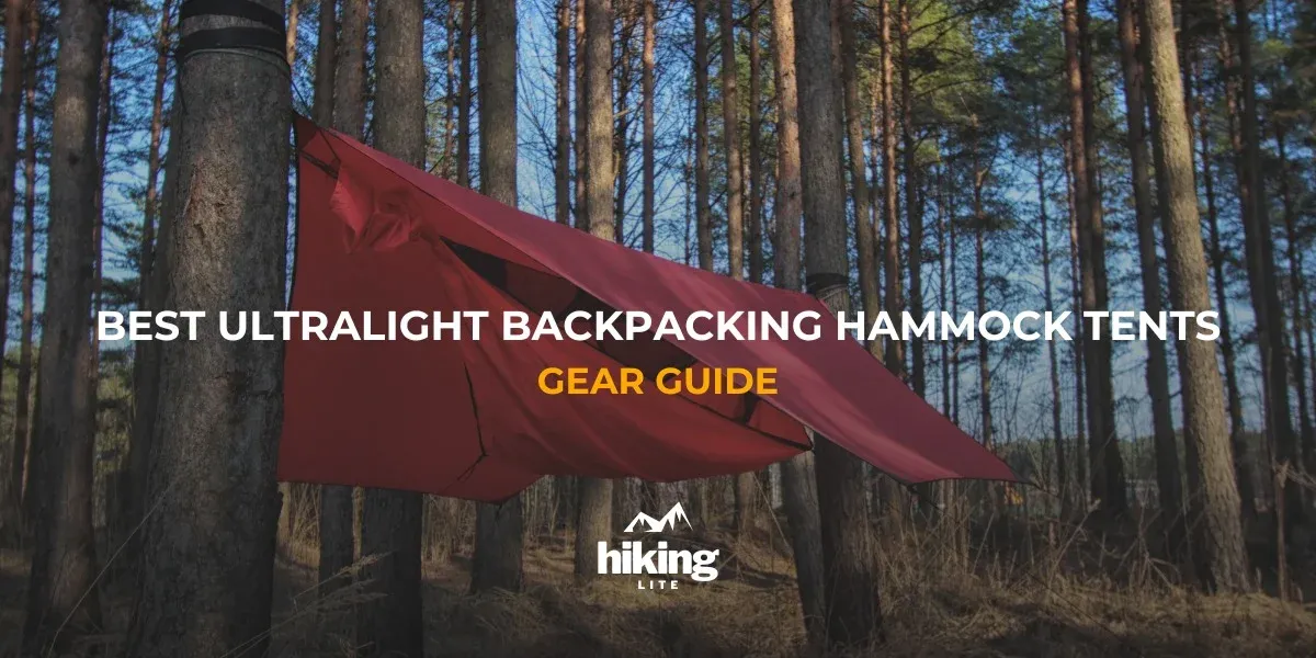 Ultralight backpacking hammock in a sunny forest
