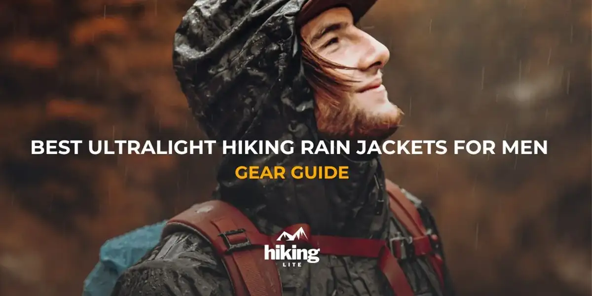 Hiking Rain Jackets: Young hiker in ultralight hiking rain jacket