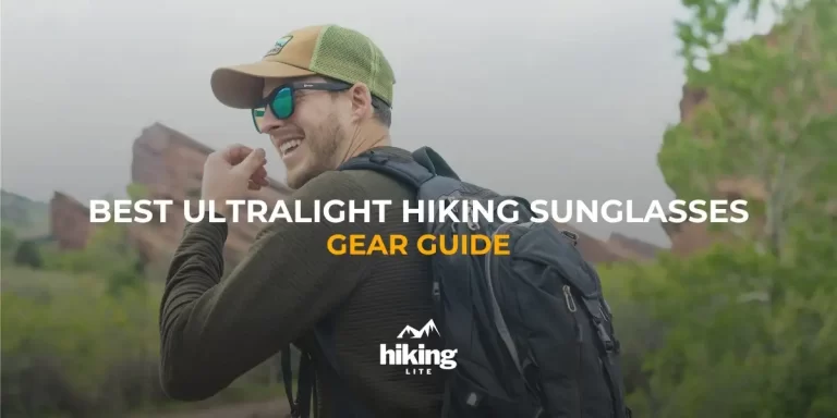 Smiling man with ultralight hiking sunglasses and backpack on a North American hiking trail