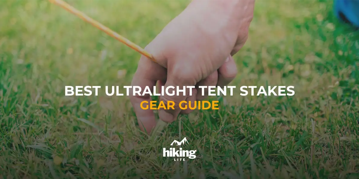 Ultralight Tent Stakes with Guy Line in Green Grass