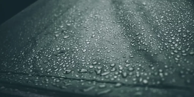 Tent Condensation: Water droplets on tent rainfly
