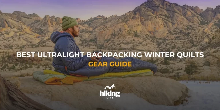 Backpacking Winter Quilts: Hiker covered by a backpacking winter quilt on a cold desert morning