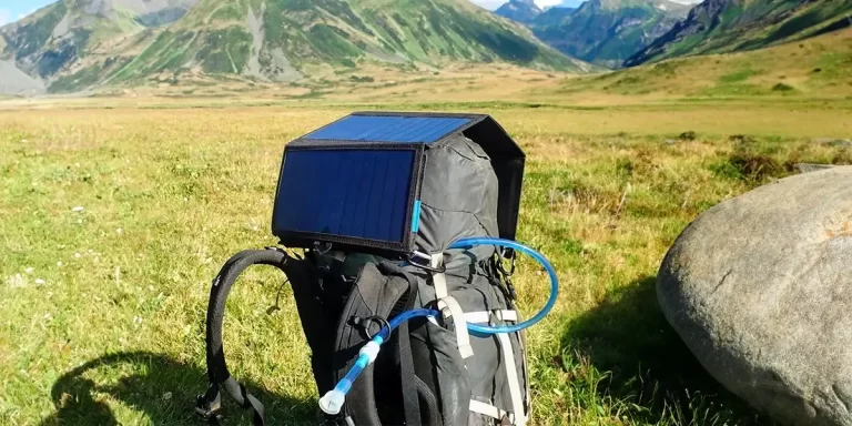 Backpacking Solar Chargers: A flexible solar charger fixed to a backpack