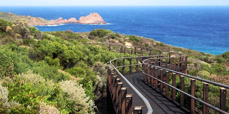 The Cape to Cape Track in Western Australia winds past the iconic Sugarloaf Rock between Cape Naturaliste and Cape Leeuwin