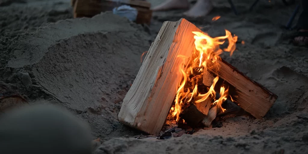 How to Build a Campfire: Constructing a cone-shaped campfire in the sand