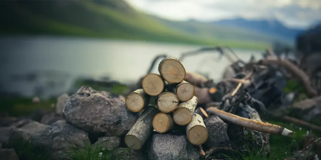 How to build a campfire: collected firewood